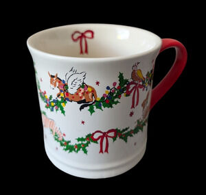 Cath Kidston Animal Garland Christmas Print Ivory Mug Coffee Cup Ceramic